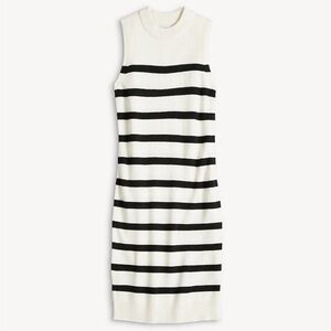 Black and Cream Striped Sleeveless Midi Sweater Dress Size M